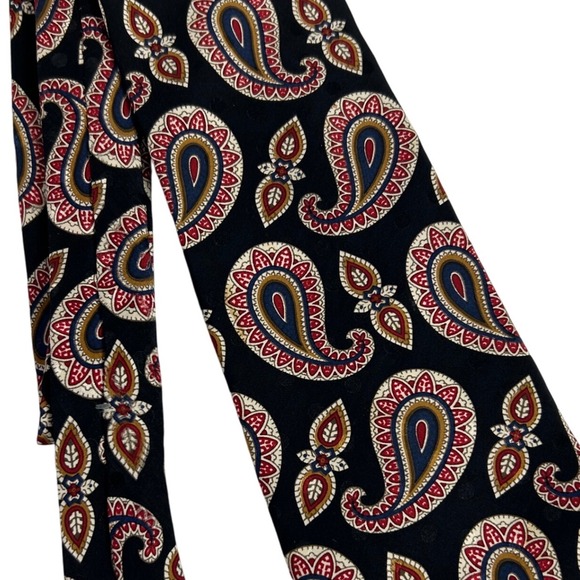 Villa Bugatti Black Paisley Italian Silk Necktie Luxury Designer Classic - Picture 7 of 8